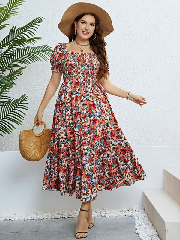 Rochie boho florală de vară marime plus rochii elegante subțire laides 3xl 4xl rochie lungă de modă pentru femei 2023 Robe Mjuer