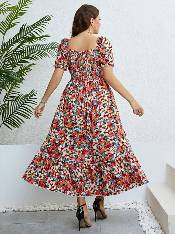 Rochie boho florală de vară marime plus rochii elegante subțire laides 3xl 4xl rochie lungă de modă pentru femei 2023 Robe Mjuer