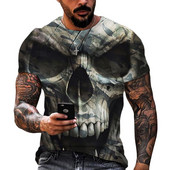 Mood Skull Graphic 3D Prinditud Meeste T-särk Suvine O Kaelus Lühikeste Varrukatega Tänava Suuremõõduline T-särk Lahtine Tops Tee Meeste Riietus 6XL