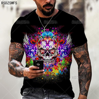 Τρισδιάστατη εκτύπωση Ανδρικό T-shirt Skull Summer Trend Casual O-neck κοντό μανίκι μεγάλου μεγέθους T-shirt Μόδα Streetwear που πωλούν Hip HopTops