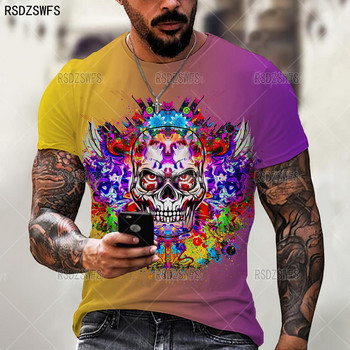 Τρισδιάστατη εκτύπωση Ανδρικό T-shirt Skull Summer Trend Casual O-neck κοντό μανίκι μεγάλου μεγέθους T-shirt Μόδα Streetwear που πωλούν Hip HopTops