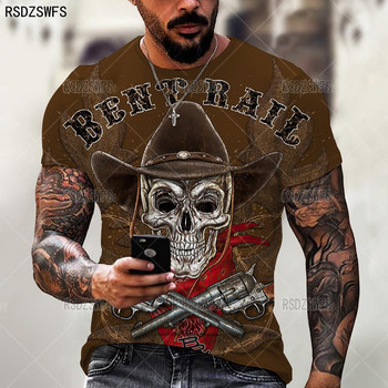 Τρισδιάστατη εκτύπωση Ανδρικό T-shirt Skull Summer Trend Casual O-neck κοντό μανίκι μεγάλου μεγέθους T-shirt Μόδα Streetwear που πωλούν Hip HopTops