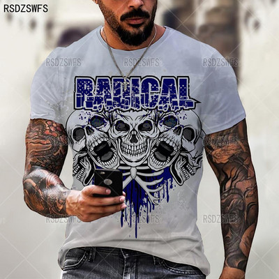 Τρισδιάστατη εκτύπωση Ανδρικό T-shirt Skull Summer Trend Casual O-neck κοντό μανίκι μεγάλου μεγέθους T-shirt Μόδα Streetwear που πωλούν Hip HopTops