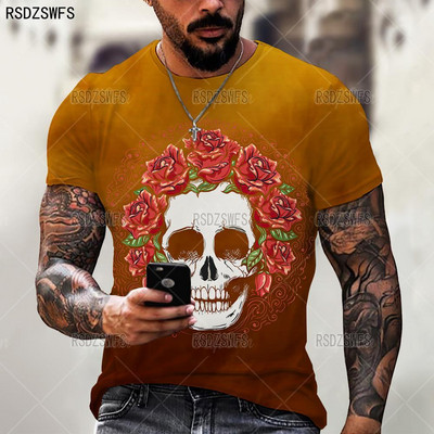 Τρισδιάστατη εκτύπωση Ανδρικό T-shirt Skull Summer Trend Casual O-neck κοντό μανίκι μεγάλου μεγέθους T-shirt Μόδα Streetwear που πωλούν Hip HopTops