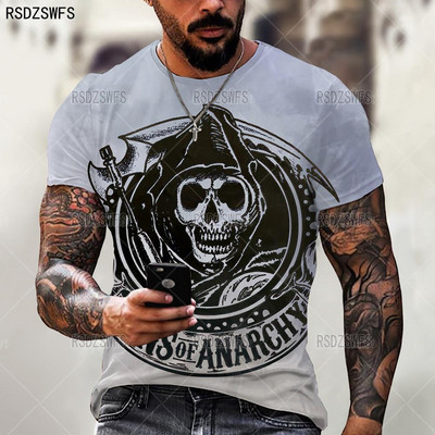 Τρισδιάστατη εκτύπωση Ανδρικό T-shirt Skull Summer Trend Casual O-neck κοντό μανίκι μεγάλου μεγέθους T-shirt Μόδα Streetwear που πωλούν Hip HopTops
