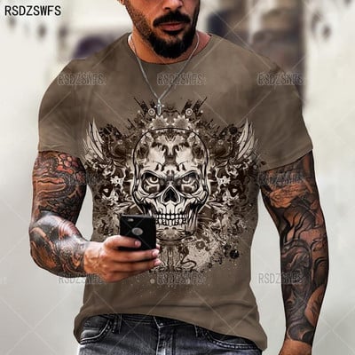 Τρισδιάστατη εκτύπωση Ανδρικό T-shirt Skull Summer Trend Casual O-neck κοντό μανίκι μεγάλου μεγέθους T-shirt Μόδα Streetwear που πωλούν Hip HopTops
