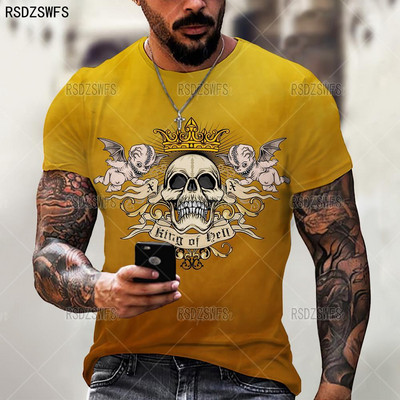 Τρισδιάστατη εκτύπωση Ανδρικό T-shirt Skull Summer Trend Casual O-neck κοντό μανίκι μεγάλου μεγέθους T-shirt Μόδα Streetwear που πωλούν Hip HopTops