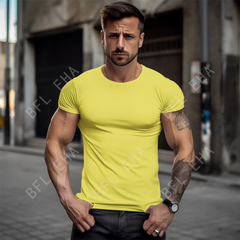 Καλοκαιρινό ανδρικό μπλουζάκι με διχτυωτό αναπνεύσιμο μπλουζάκι γυμναστικής Fitness Quick Dry O λαιμόκοψη Μπλούζες μονόχρωμα Αθλητικά κοντομάνικα Ανδρικά ρούχα