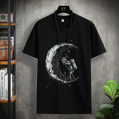 Vicces nyomott póló férfiaknak Nyári rövid ujjú felsők Pamut pólók Harajuku ruhák Y2k pólók Kényelmes laza utcai viselet