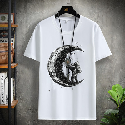 Vicces nyomott póló férfiaknak Nyári rövid ujjú felsők Pamut pólók Harajuku ruhák Y2k pólók Kényelmes laza utcai viselet