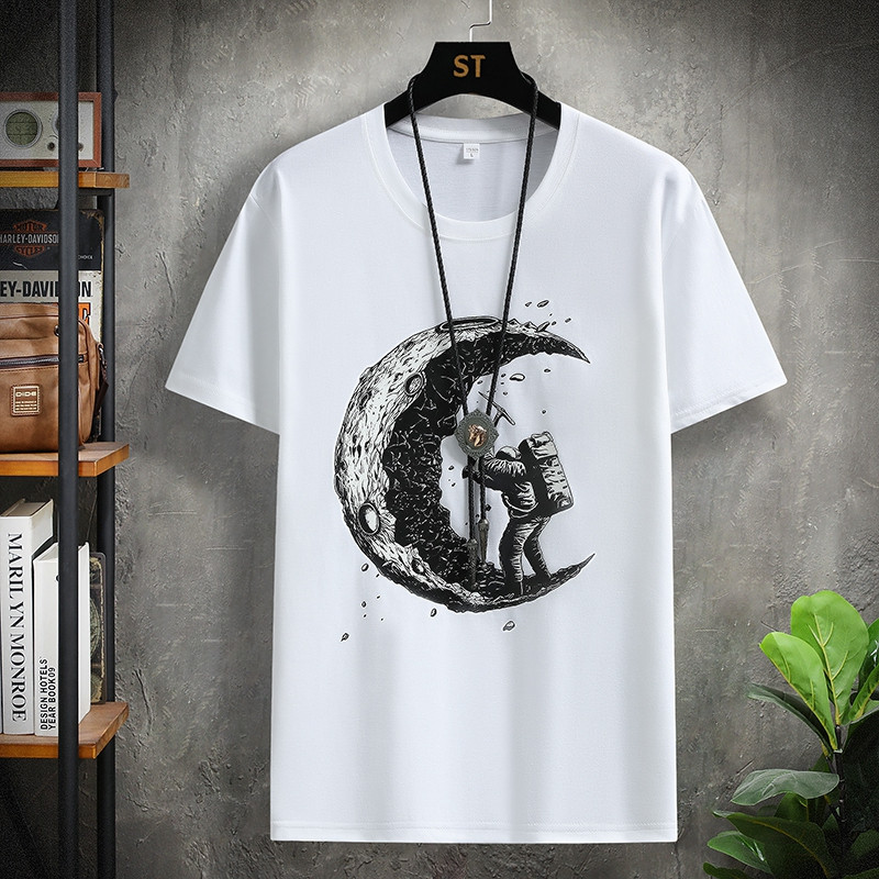 Vicces nyomott póló férfiaknak Nyári rövid ujjú felsők Pamut pólók Harajuku ruhák Y2k pólók Kényelmes laza utcai viselet