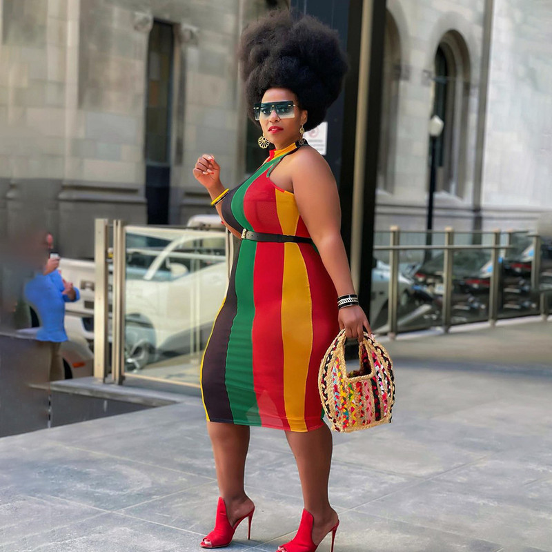 Plus Size Femei 5xl Rochie Patchwork Halter Rochie elegantă pentru dolofan Petrecerea de vară Robă fără mâneci Damă Moda Îmbrăcăminte cu ridicata