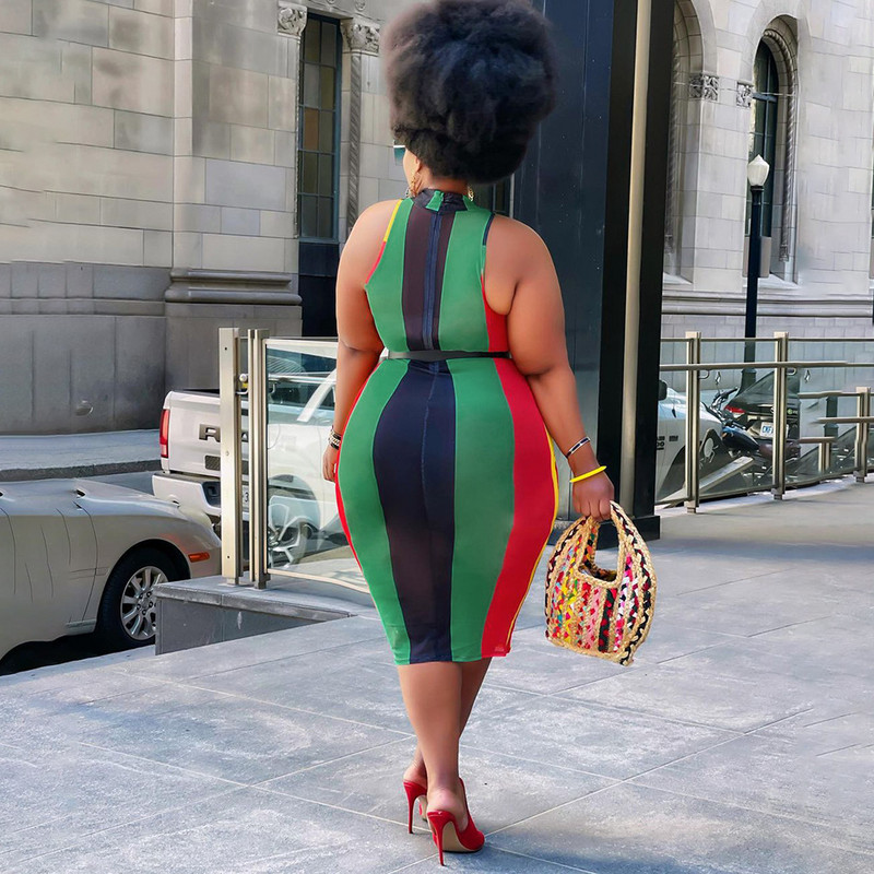 Plus Size Femei 5xl Rochie Patchwork Halter Rochie elegantă pentru dolofan Petrecerea de vară Robă fără mâneci Damă Moda Îmbrăcăminte cu ridicata