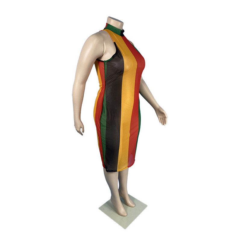 Plus Size Femei 5xl Rochie Patchwork Halter Rochie elegantă pentru dolofan Petrecerea de vară Robă fără mâneci Damă Moda Îmbrăcăminte cu ridicata