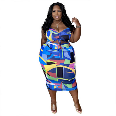 2022. gada modes apdruka, daudzkrāsu, izliekta mini kleita, aukliņa, bez piedurknēm, sieviešu kleitas lielizmēra vairumtirdzniecība, piegāde