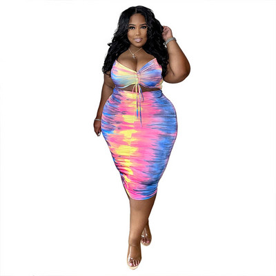 2022. gada modes apdruka, daudzkrāsu, izliekta mini kleita, aukliņa, bez piedurknēm, sieviešu kleitas lielizmēra vairumtirdzniecība, piegāde