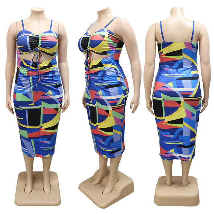 2022. gada modes apdruka, daudzkrāsu, izliekta mini kleita, aukliņa, bez piedurknēm, sieviešu kleitas lielizmēra vairumtirdzniecība, piegāde