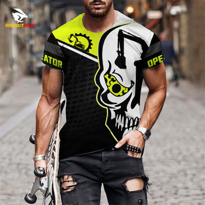 Tricou de vară, imprimeu 3D, model de excavator personalizat, respirabil, confortabil, tricou pentru bărbați, mânecă scurtă, topuri supradimensionate