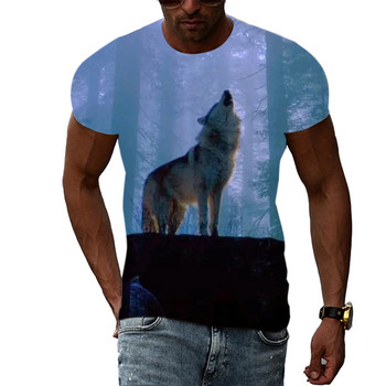 Summer Men Cool Animal Wolf γραφικά μπλουζάκια Casual Fashion Personality Print Μπλουζάκια με κοντό μανίκι Hip Hop Harajuku T-shirt Top