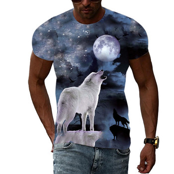 Summer Men Cool Animal Wolf γραφικά μπλουζάκια Casual Fashion Personality Print Μπλουζάκια με κοντό μανίκι Hip Hop Harajuku T-shirt Top