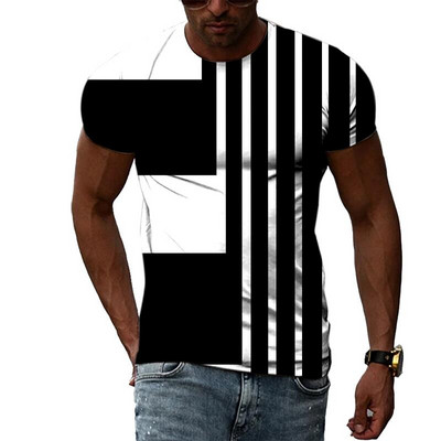Vasaros mados kūrybingi abstrakčiai grafiniai marškinėliai vyrams, laisvalaikio 3D spausdinimas, hiphopo Harajuku asmenybė, apvaliomis kaklo trumpomis rankovėmis