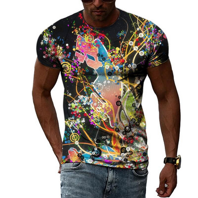 Καλοκαιρινή μόδα δημιουργικά αφηρημένα γραφικά μπλουζάκια για άντρες Casual 3D print Hip hop Harajuku Personality με στρογγυλή λαιμόκοψη κοντό μανίκι