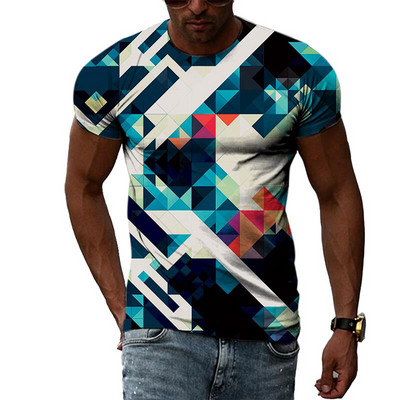 Καλοκαιρινή μόδα δημιουργικά αφηρημένα γραφικά μπλουζάκια για άντρες Casual 3D print Hip hop Harajuku Personality με στρογγυλή λαιμόκοψη κοντό μανίκι