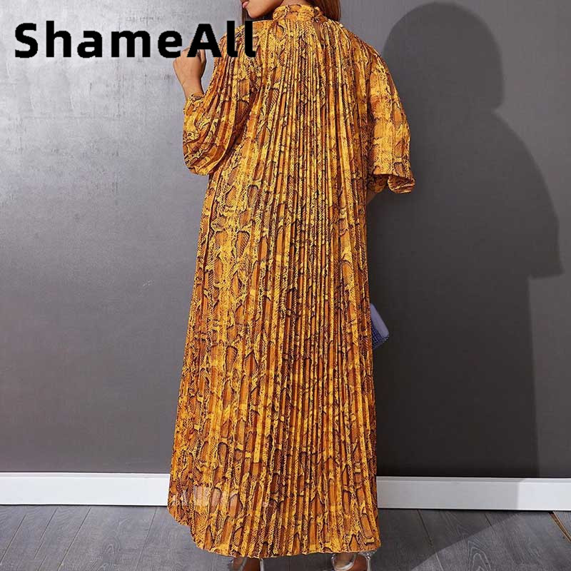 Sievietēm liela izmēra puspiedurknēm čūskas ādas apdruka tauriņš, gara kleita 4XL vasaras augsta jostasvieta ar jostu, kroku Āfrikas satīna zaļš halāts