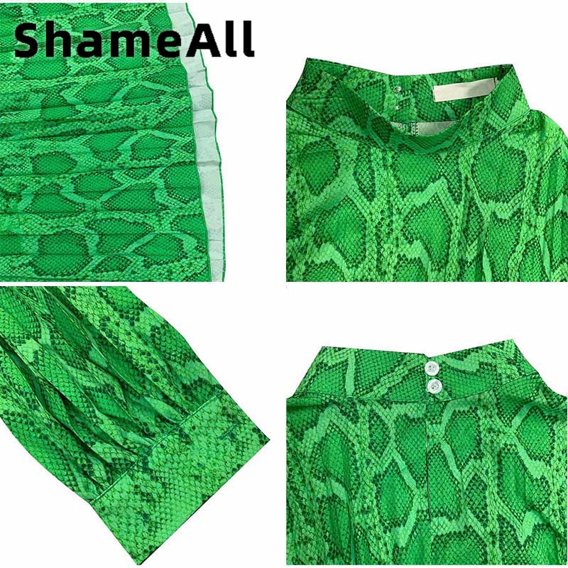 Sievietēm liela izmēra puspiedurknēm čūskas ādas apdruka tauriņš, gara kleita 4XL vasaras augsta jostasvieta ar jostu, kroku Āfrikas satīna zaļš halāts