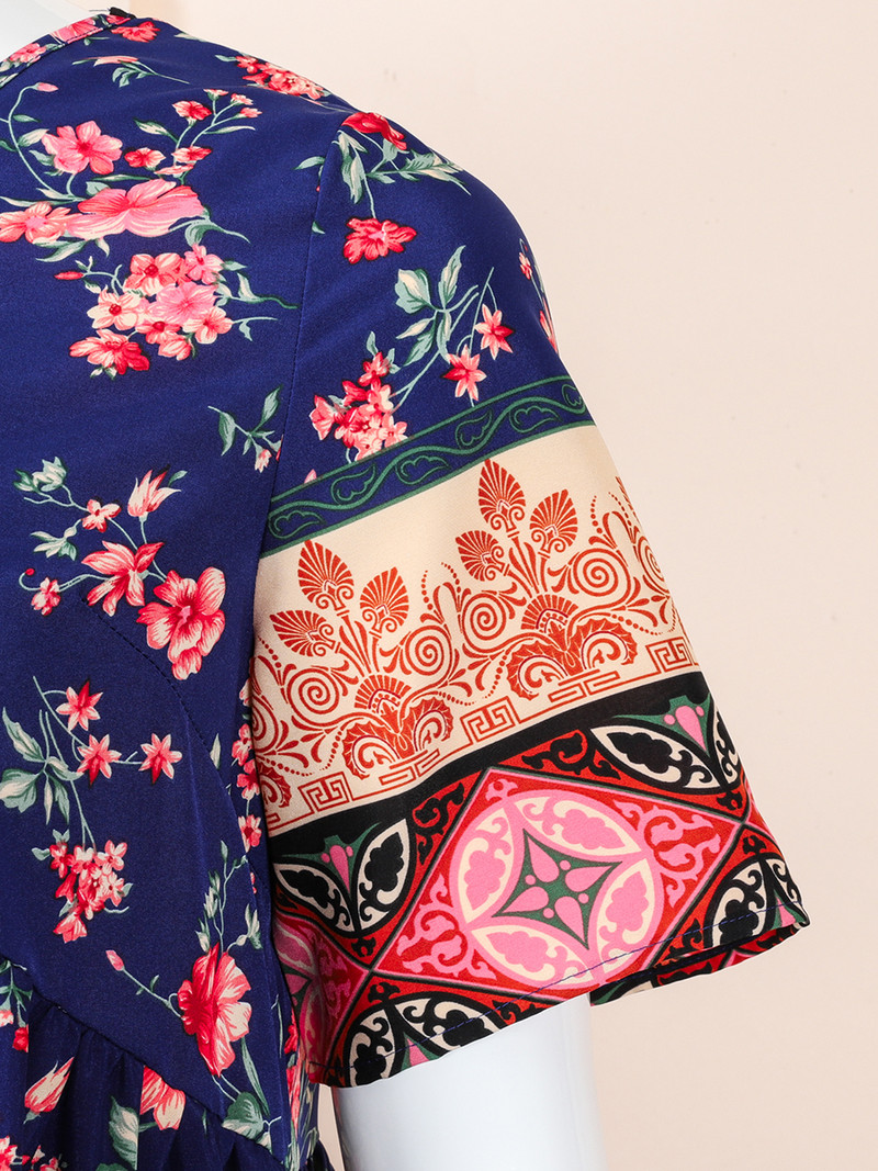 Rochie Finjani cu decolteu în V cu mânecă scurtă cu volană Rochii de mărime mare pentru femei