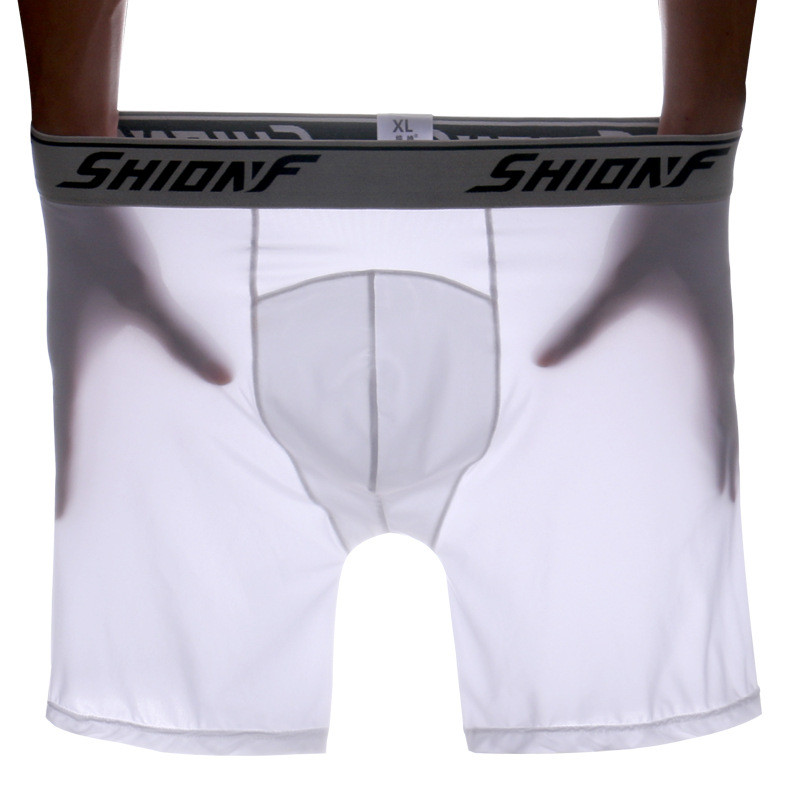 Jauni bezšuvju vīriešu bokseršorti Ledus zīda garie bokseri Cueca Homme Sexy Knicker dzimumlocekļa somiņa vidēja augstuma vīriešu apakšveļa vīriešu apakšbikses