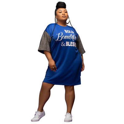 Γυναικεία φορέματα για πάρτι σε μεγάλο μέγεθος Επιστολή εκτύπωσης συνονθύλευμα Φορέματα 2023 Καλοκαιρινή αθλητική λέσχη Γυναικεία μόδα Ρούχα χονδρικής