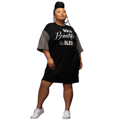 Γυναικεία φορέματα για πάρτι σε μεγάλο μέγεθος Επιστολή εκτύπωσης συνονθύλευμα Φορέματα 2023 Καλοκαιρινή αθλητική λέσχη Γυναικεία μόδα Ρούχα χονδρικής