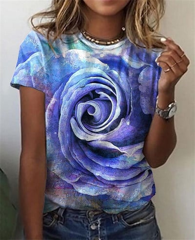 2023 Mood Naiste Pluus Lilleline Graafika Vabaaja Harajuku T-särgid Suvised lühikeste varrukatega Naiste riided Suured topid, 100-6XL