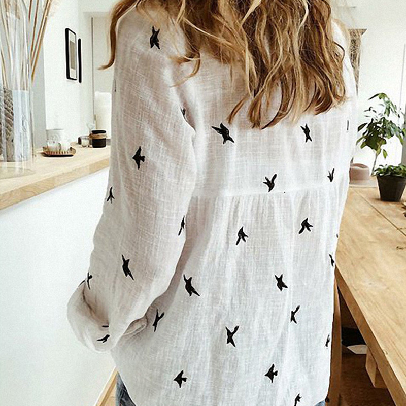 Sieviešu blūzes Dzīvnieku apdruka Novelkama apkakle ar garām piedurknēm Krekli Ikdienas brīvs biroja krekls Modes vintage blūzes Liela izmēra 5XL