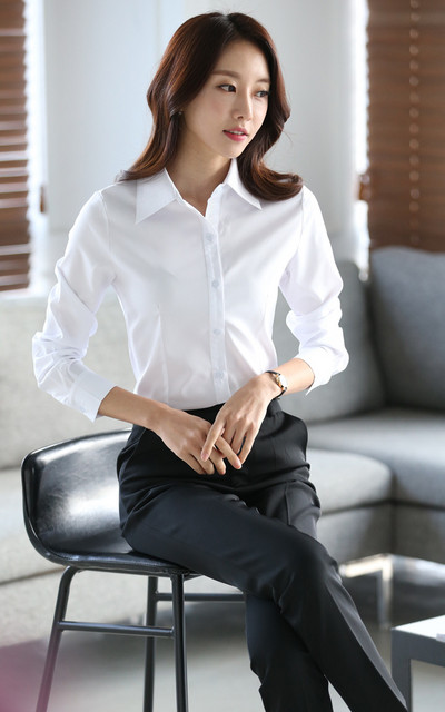 Elegants krekls ar apdruku Sieviešu pavasara rudens topi Biroja korejiešu modes tieva baltā šifona blūze ar garām piedurknēm krekli Blusas Mujer