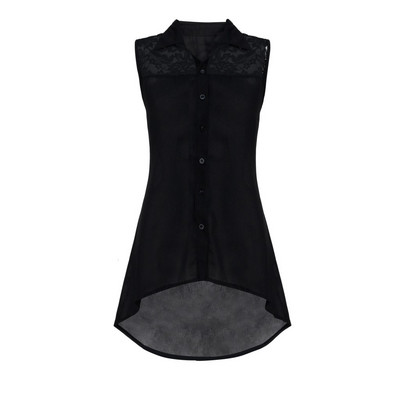 Topuri și bluze pentru femei 2020, de vară, de dimensiuni mari, pentru femei, de culoare solidă, vestă de mărime mare, din dantelă, înalte, joase, cămăși fără mâneci asimetrice