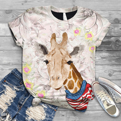 4# 2021 női rajzfilm Harajuku póló felsők Cow Animal Print 3D Animal Top O-nyakú, rövid ujjú pamut póló Футболки Mujer