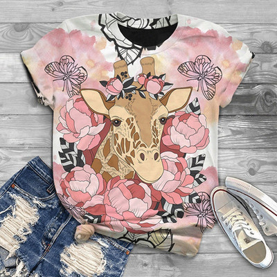 4# 2021 női rajzfilm Harajuku póló felsők Cow Animal Print 3D Animal Top O-nyakú, rövid ujjú pamut póló Футболки Mujer