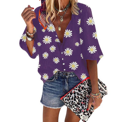 Bluză pentru femei 2020, primăvară vară, imprimeu floral, bluze și bluze pentru femei, cu decolteu în V, cu mânecă lungă, cămăși de birou, îmbrăcăminte de stradă, cămașă de mărime mare