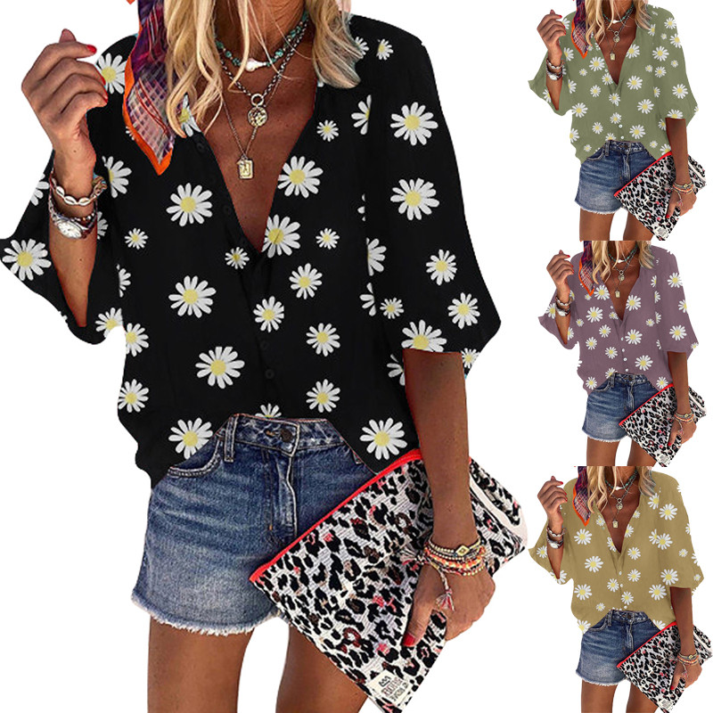 Bluză pentru femei 2020, primăvară vară, imprimeu floral, bluze și bluze pentru femei, cu decolteu în V, cu mânecă lungă, cămăși de birou, îmbrăcăminte de stradă, cămașă de mărime mare