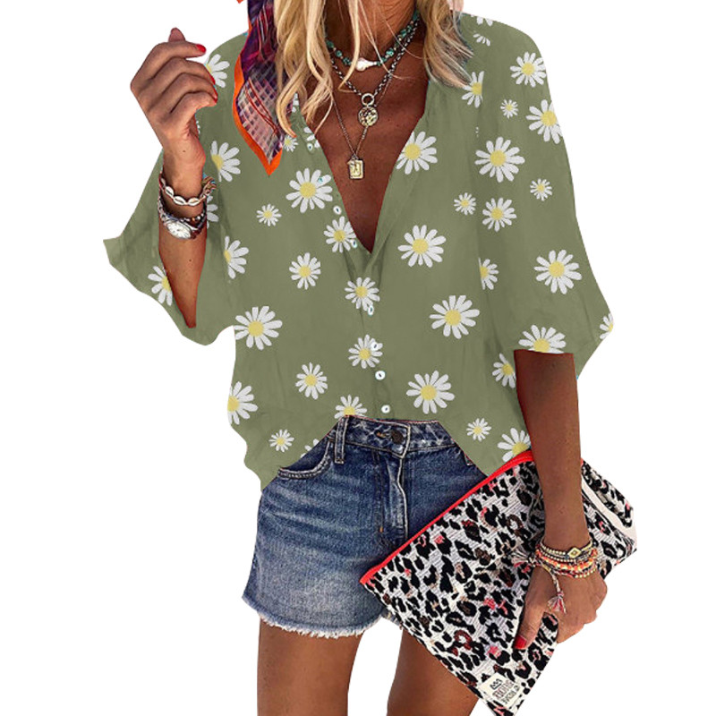 Bluză pentru femei 2020, primăvară vară, imprimeu floral, bluze și bluze pentru femei, cu decolteu în V, cu mânecă lungă, cămăși de birou, îmbrăcăminte de stradă, cămașă de mărime mare