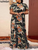 Liela izmēra sieviešu kleita 2023. gada Sieviešu kleitas ar īsām piedurknēm ar apdruku Ikdienišķa Eleganta Gara Maxi Sundress Vintage ballītes halāts 5XL