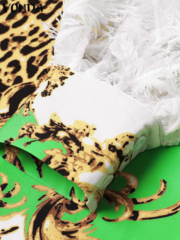 Suures suuruses 5XL maksikleit Boheemlaste trükitud peokleit 2023 VONDA vabaaja pitsiline lapiline volangidega rüü Naiste pühade vestid