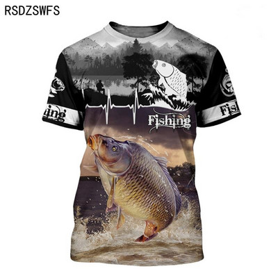Horgász Férfi és Női 3D nyomtatású póló Divat O-nyakú, rövid ujjú, nagyméretű póló Vicces póló Nyári Férfi Ruházat Felsők Pó