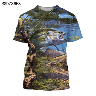 Horgász Férfi és Női 3D nyomtatású póló Divat O-nyakú, rövid ujjú, nagyméretű póló Vicces póló Nyári Férfi Ruházat Felsők Pó