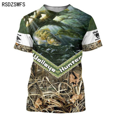 Horgász Férfi és Női 3D nyomtatású póló Divat O-nyakú, rövid ujjú, nagyméretű póló Vicces póló Nyári Férfi Ruházat Felsők Pó