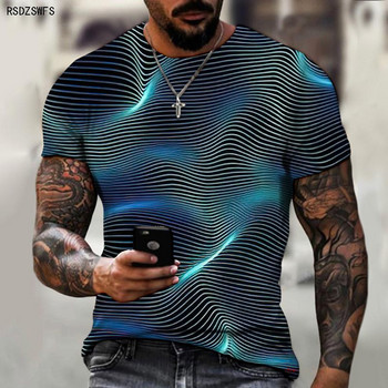 Марка Мъжка лятна тениска с къс ръкав Tech Swirl Digital Information 3D Printing Мъжка тениска Harajuku Fashion Streetwear Размер 5XL
