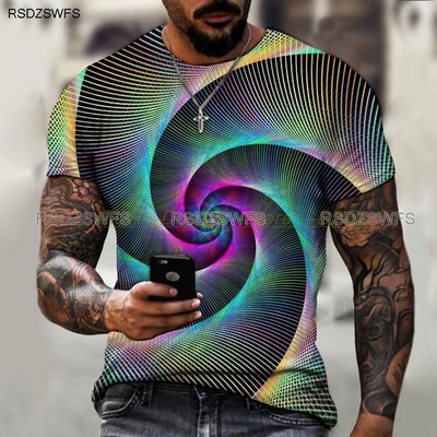 Marka Muška ljetna majica kratkih rukava Tech Swirl Digital Information 3D Printing Muška majica Harajuku Fashion Streetwear Veličina 5XL