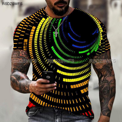 Marka Muška ljetna majica kratkih rukava Tech Swirl Digital Information 3D Printing Muška majica Harajuku Fashion Streetwear Veličina 5XL